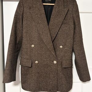 Massimo Dutti brown herringbone Italian wool jacket